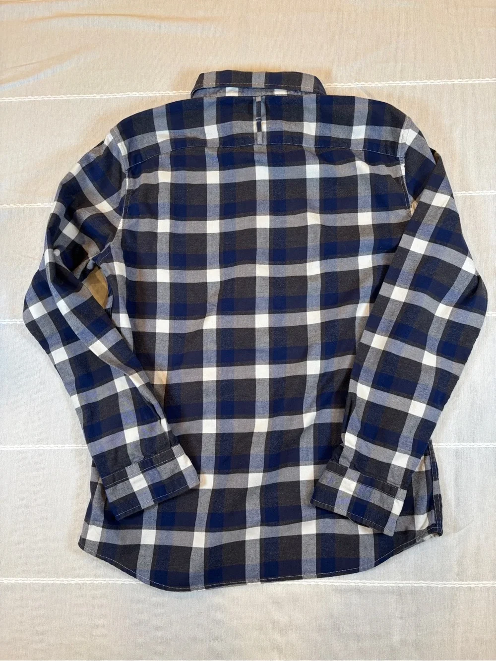 Banana Republic Luxe Flannel Slim Fit Shirt - Navy & Grey Plaid (Medium)